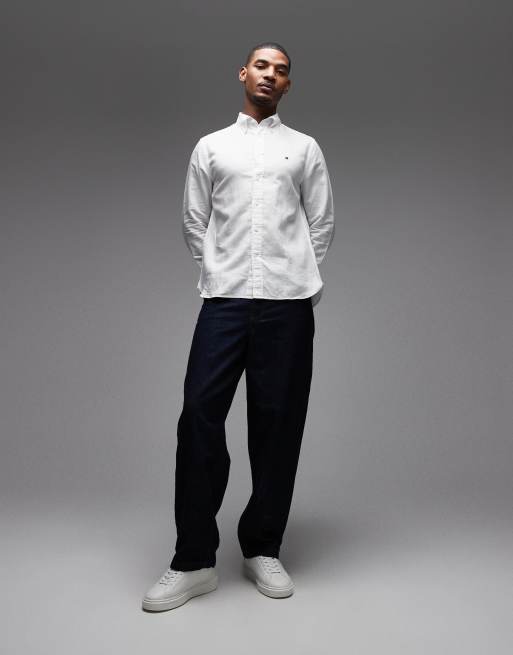 Tommy Hilfiger linen blend shirt in white, 2 of 5