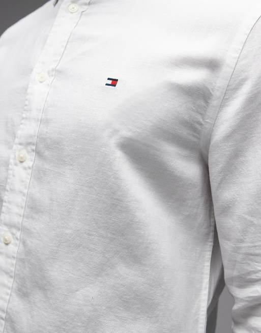 Tommy Hilfiger linen blend shirt in white, 4 of 5
