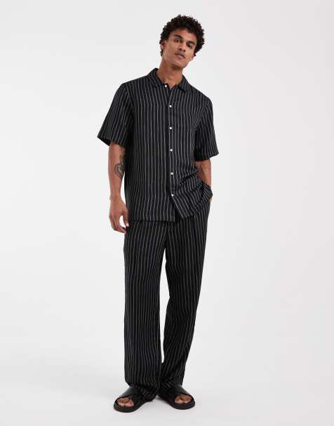 Tommy Hilfiger linen co-ord in black pinstripe - view 1