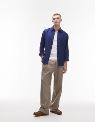 Tommy Hilfiger Tommy Hilfiger linen long sleeve shirt in navy