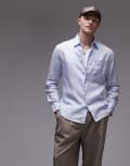 [Tommy Hilfiger] Tommy Hilfiger linen look long sleeve shirt in pale blue Chest 34 Breezy blue