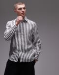 [Tommy Hilfiger] Tommy Hilfiger linen look shirt in black stripe Chest 44 Black/stripe