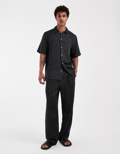 Tommy Hilfiger linen set in black pinstripe, 2 of 3