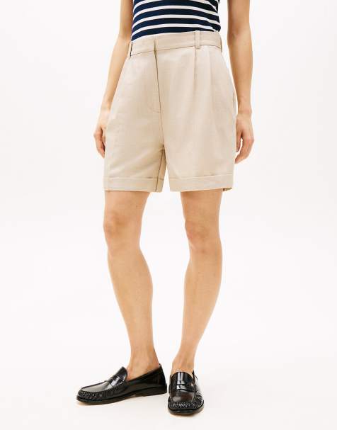 Tommy Hilfiger linen mix pleated short in Beige