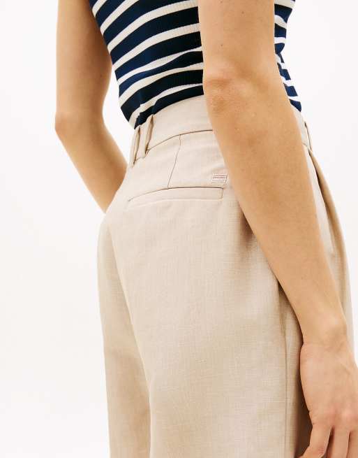 Tommy Hilfiger linen mix pleated short in Beige ASOS