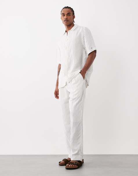 Tommy Hilfiger linen set in white pinstripe - view 1
