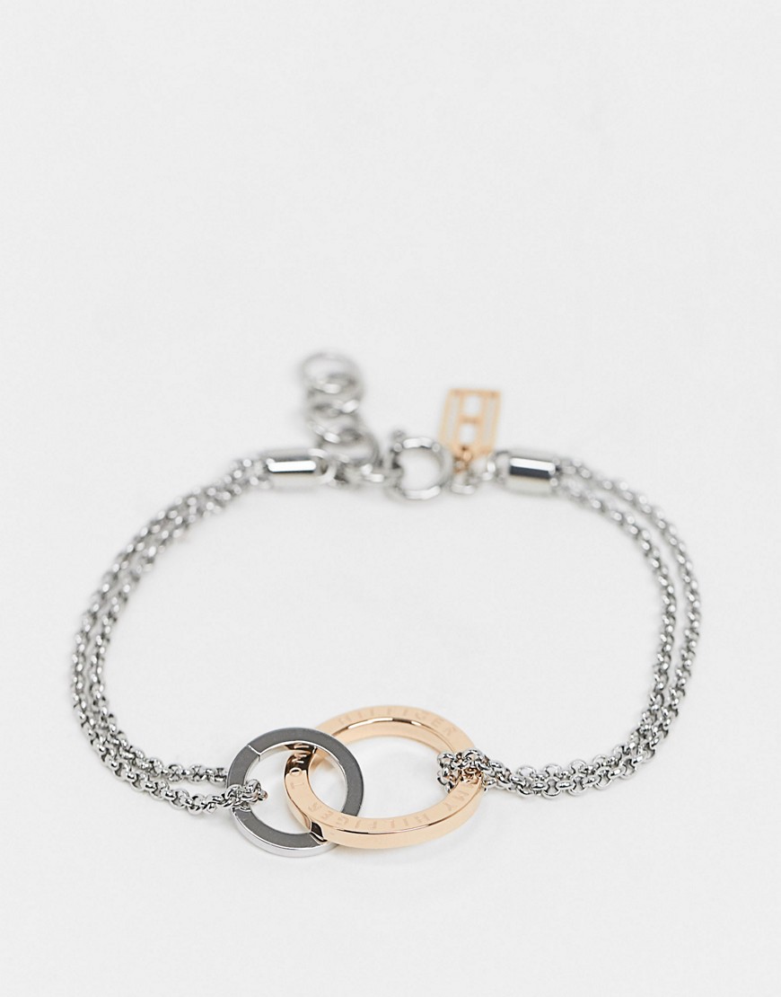 Tommy Hilfiger link bracelet in silver and rose gold-Multi