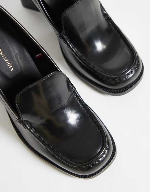 Tommy Hilfiger loafers met hak van leer in zwart, 2 van 4