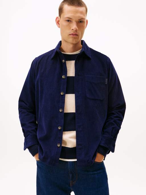 Tommy Hilfiger – Locker geschnittene Hemdjacke aus Cord in Dunkelblau