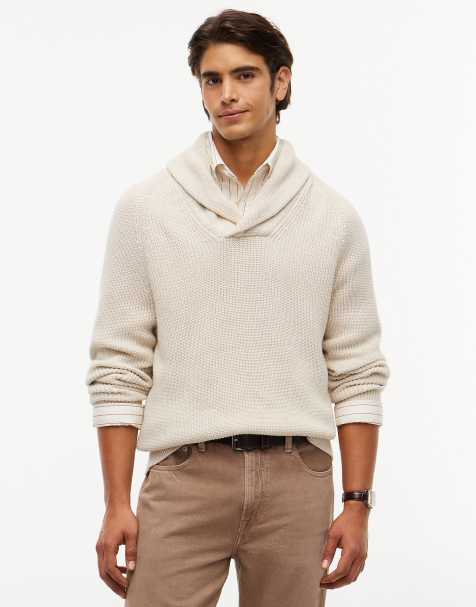 Tommy Hilfiger locker geschnittener Rippstrick-Pullover mit Schalkragen in meliertem Oatmilk - view 1