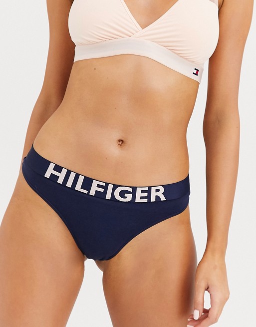 Tommy Hilfiger logo band thong in navy