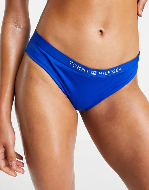 Tommy Hilfiger logo Brazilian bikini bottom in ultra blue 