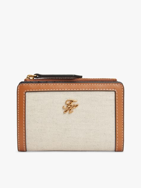 Tommy Hilfiger Logo canvas bifold wallet in beige - view 1
