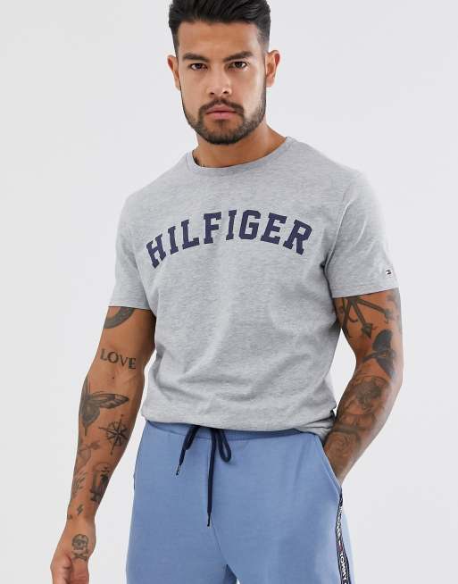 Tommy Hilfiger logo crew neck lounge t-shirt in grey | ASOS