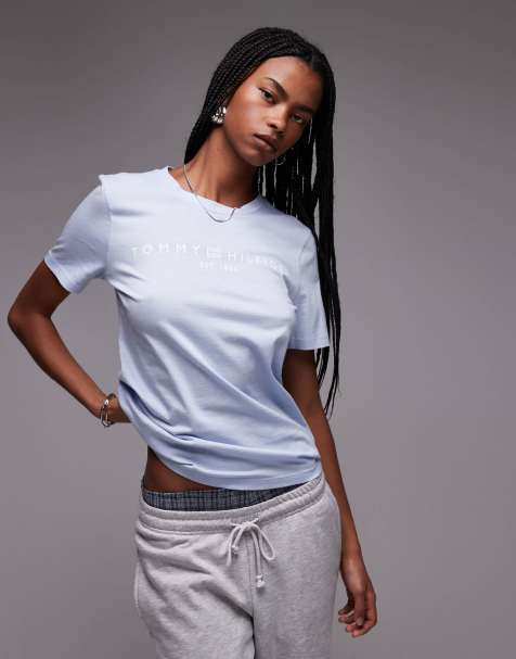 Tommy Hilfiger Logo crew neck t-shirt in light blue - view 1