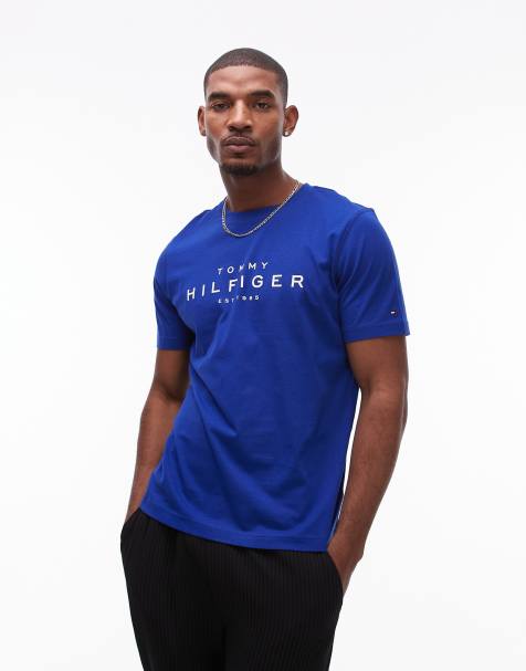 Tommy Hilfiger Logo crew neck t-shirt in royal blue - view 1