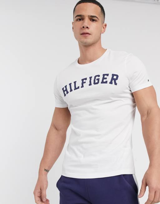 Tommy Hilfiger logo crew neck tshirt in white ASOS