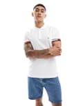 [Tommy Hilfiger] Tommy Hilfiger logo cuff slim fit polo in white 3XL White