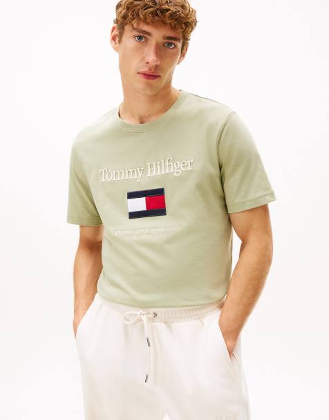 Tommy Hilfiger Logo embroidery crew neck t-shirt in light green - view 1