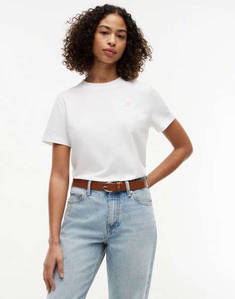 Tommy Hilfiger Logo embroidery crew neck t-shirt in white