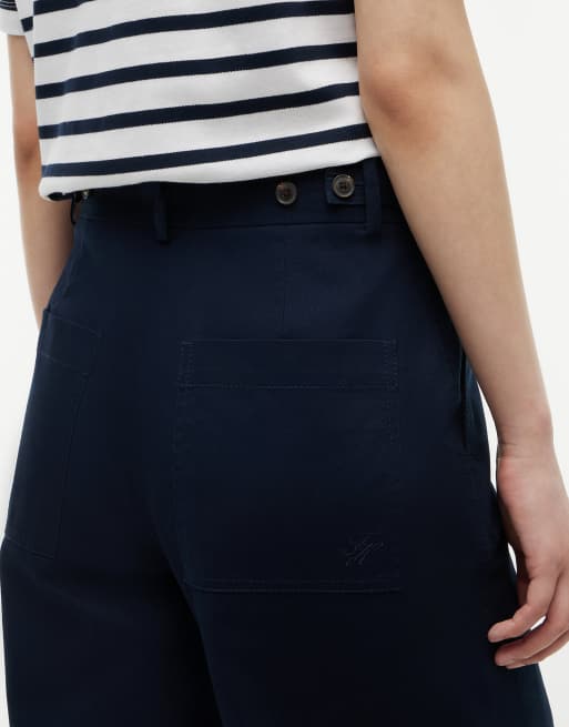 Tommy Hilfiger Logo embroidery wide leg chinos in dark blue, 3 of 6