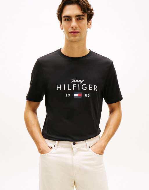 Tommy Hilfiger Logo graphic jersey crew neck t-shirt in black