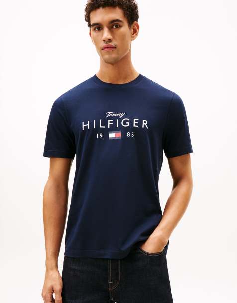 Tommy Hilfiger Logo graphic jersey crew neck t-shirt in dark blue - view 1