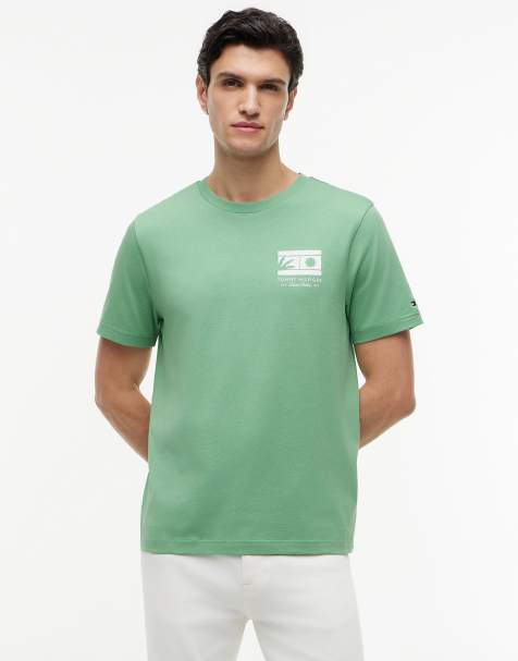 Tommy Hilfiger Logo graphic jersey crew neck t-shirt in light green - view 1