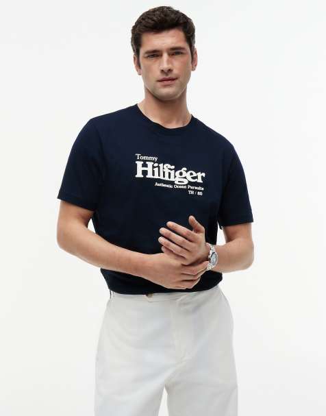 Tommy Hilfiger Logo graphic jersey t-shirt in dark blue - view 1