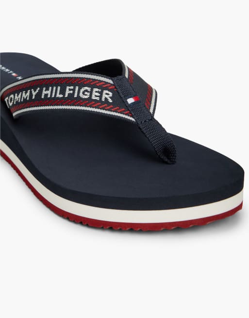 Tommy Hilfiger Logo-Gurtband-Keilsandalen in Dunkelblau, 6 von 7