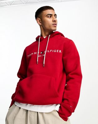 Tommy Hilfiger logo hoodie in red  - ASOS Price Checker
