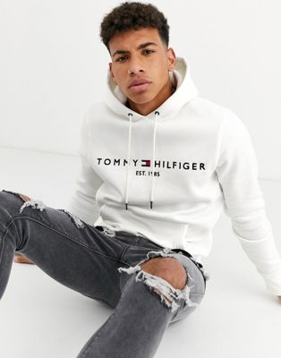 tommy hilfiger logo hoodie white