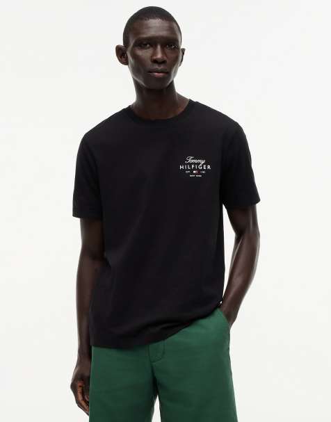 Tommy Hilfiger Logo jersey crew neck t-shirt in black - view 1