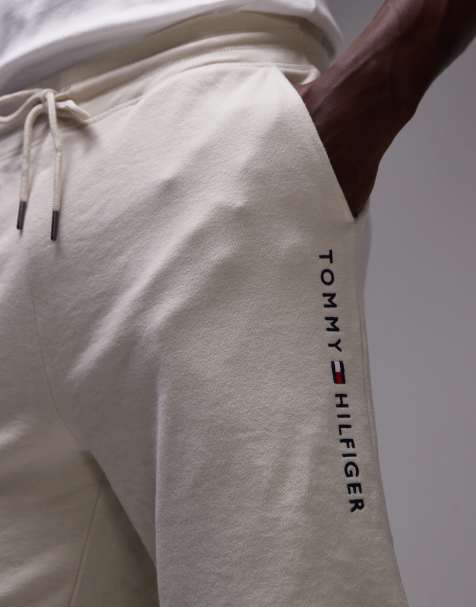 Tommy Hilfiger logo jersey shorts in off white - view 2