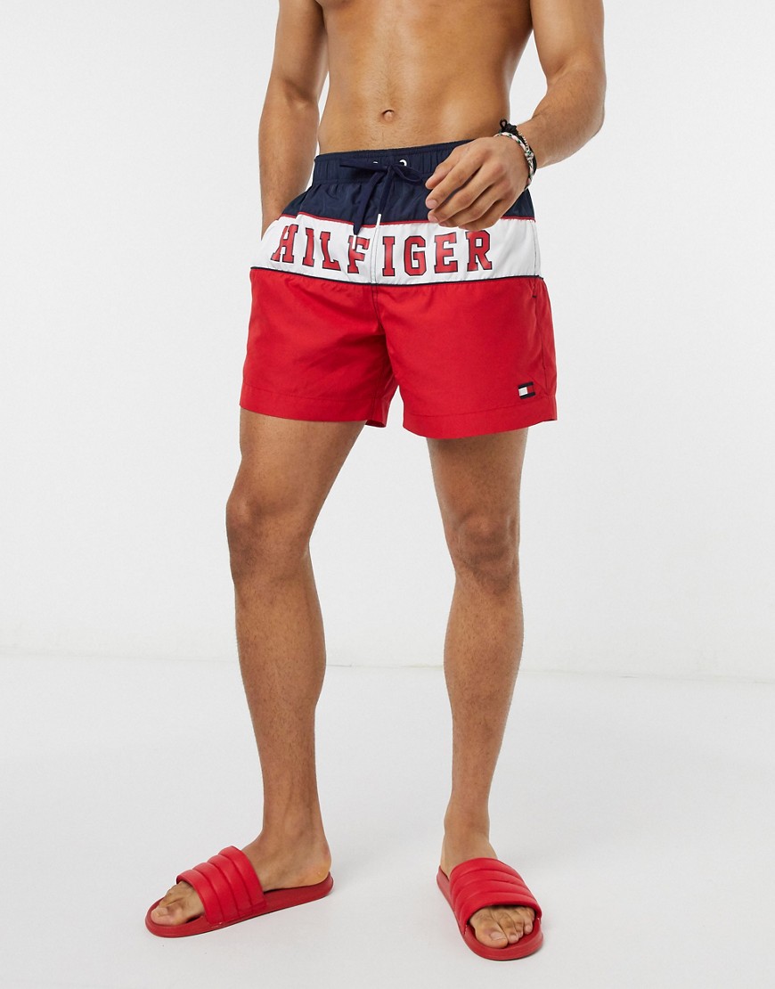 Tommy Hilfiger logo medium drawstring swim shorts-Red