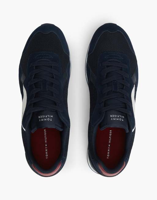 Tommy Hilfiger Logo mixed texture trainers in rwb, 3 of 7