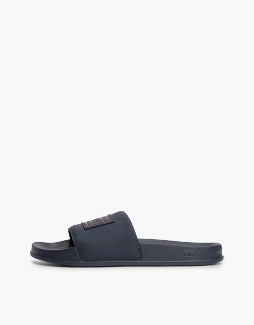 Tommy Hilfiger Logo patch contoured footbed pool slides in dark blue, 7 of 7