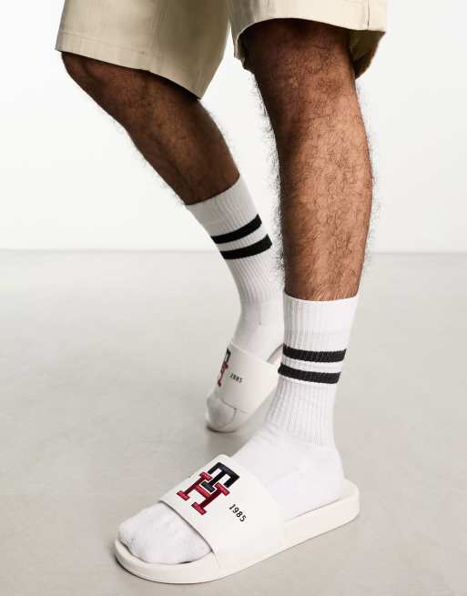 Tommy hilfiger outlet white sliders