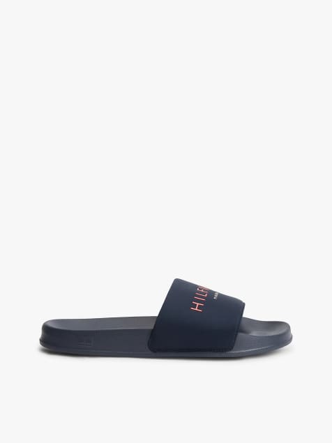 Tommy Hilfiger Logo pool slides in dark blue - view 1