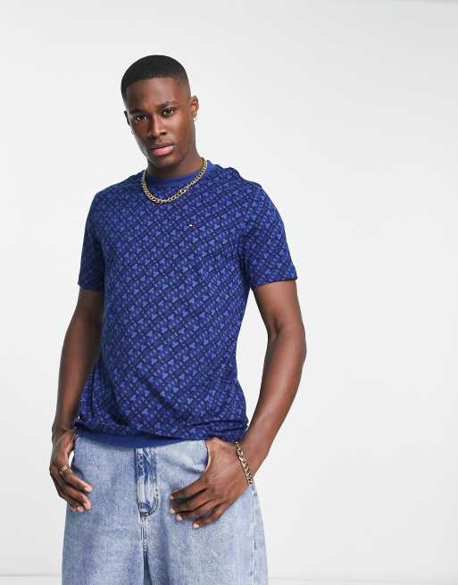 Slør ryste De er Tommy Hilfiger logo print T-shirt in navy | ASOS