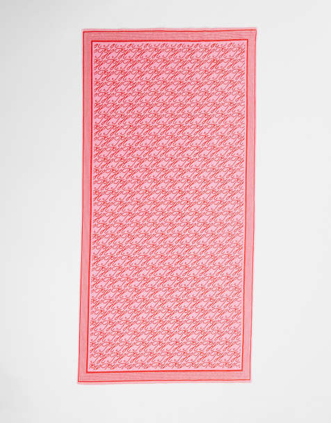 Tommy Hilfiger logo print towel in pink - view 1