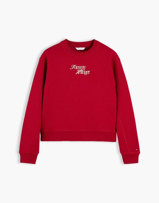 Tommy Hilfiger Logo Relaxed Terry Sweatshirt in Rot, 5 von 6