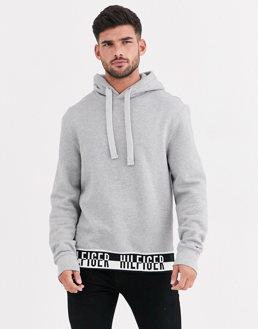 Tommy Hilfiger logo rib hoodie-Grey