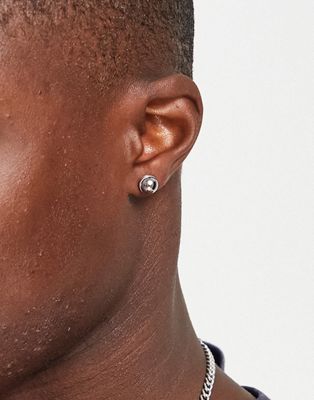 Tommy Hilfiger logo round earrings in silver