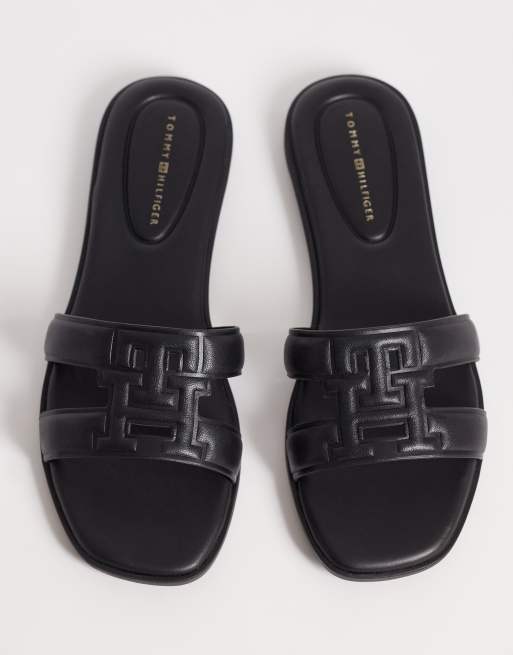 Tommy Hilfiger logo strap sandals in black , 2 of 4