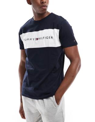 logo stripe lounge T-shirt in navy