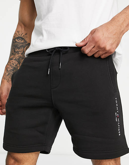 Tommy Hilfiger logo sweat shorts in black | ASOS