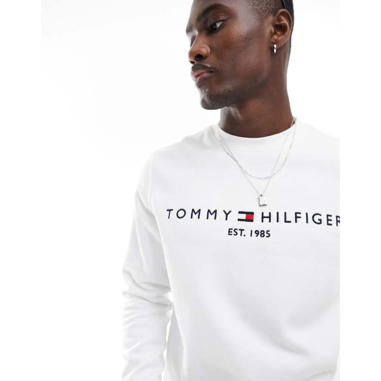 Tommy hilfiger deals crew neck white