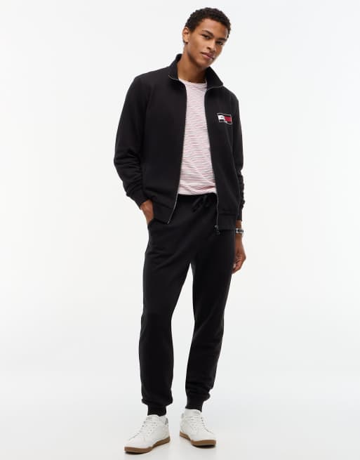 Tommy Hilfiger Logo Sweatshirt mit Reißverschluss aus Frottee in Schwarz, 2 von 5