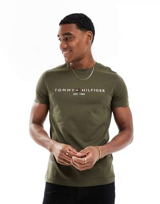 logo T-shirt in army green